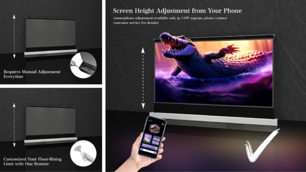 VividStorm S Fusion ALR Motorized Tension Floor Rising Enhanced Long Throw ALR Projector Screen​ - Image 7