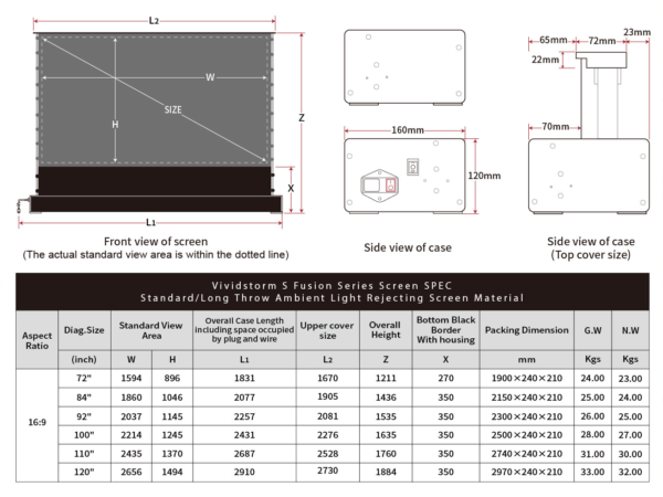 VividStorm S Fusion ALR Motorized Tension Floor Rising Enhanced Long Throw ALR Projector Screen​ - Image 4