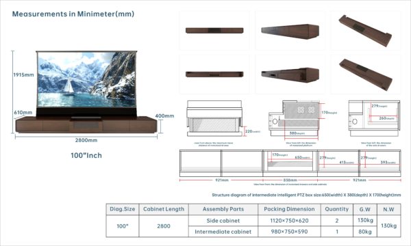 VIVIDSTORM Motorised Laser TV Cabinet Copenhagen - Image 26